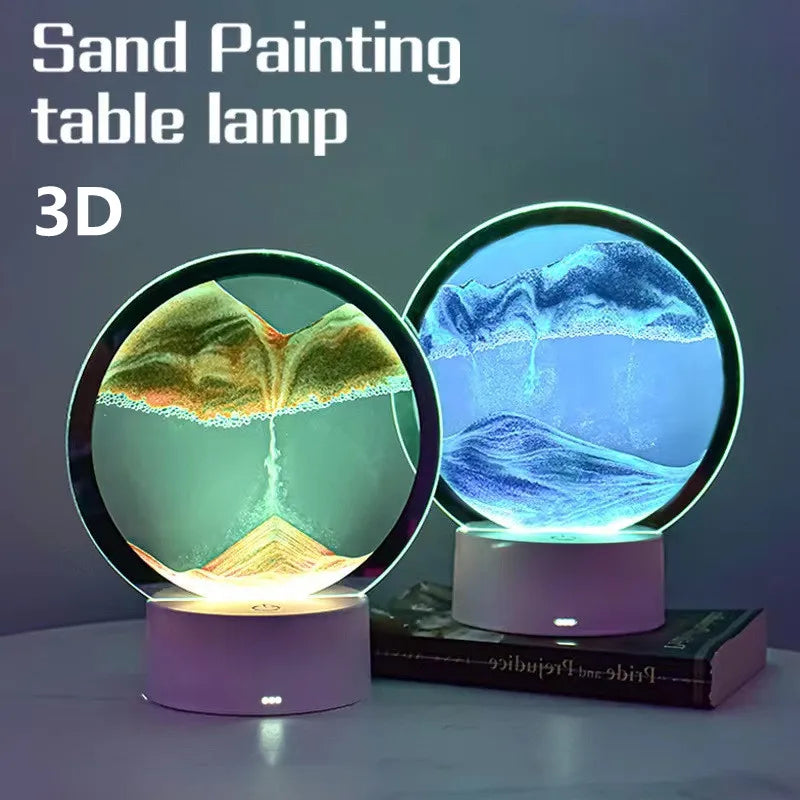Lampada da Tavolo 3D con Sabbia Fluida e Clessidra
