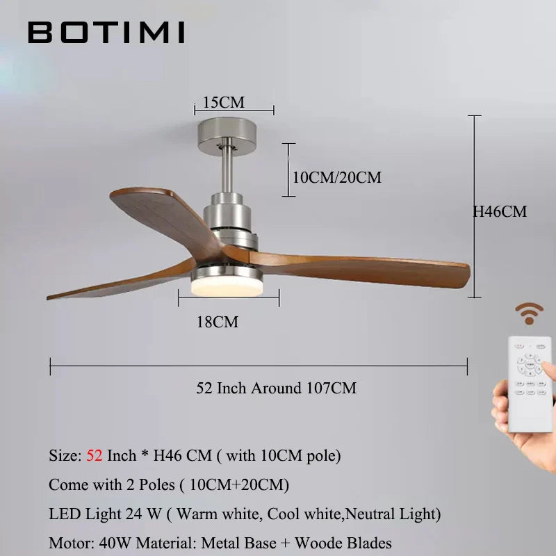 BOTIMI 42 Ventilatore da soffitto da 52 pollici con luci per soggiorno Telecomando Ventilateur de plafon – foto 7