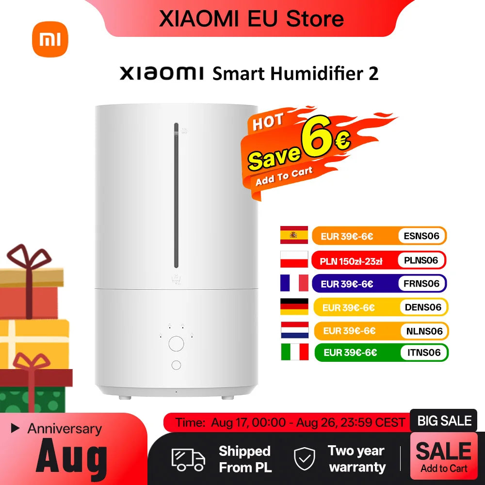 Umidificatore Xiaomi Smart Humidifier 2, 4,5 litri con UV-C