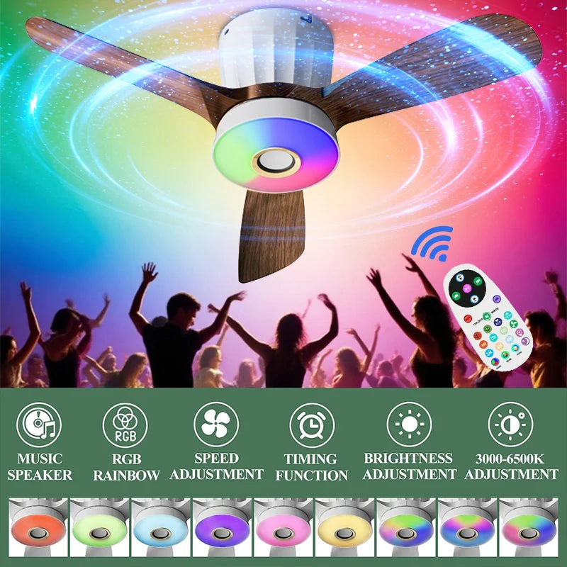 Ventilatore da soffitto smart a 3 pale con luce RGB – dettaglio 1