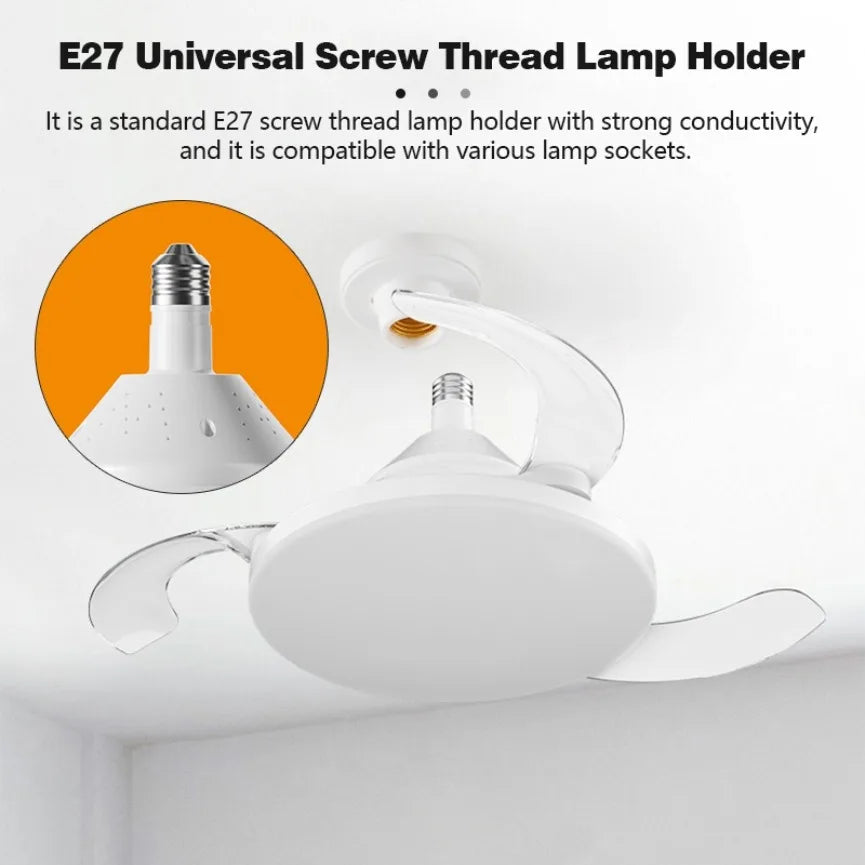 Nuovo ventilatore da soffitto E27 con luce lama telescopica invisibile telecomando silenzioso oscuramento – foto 3