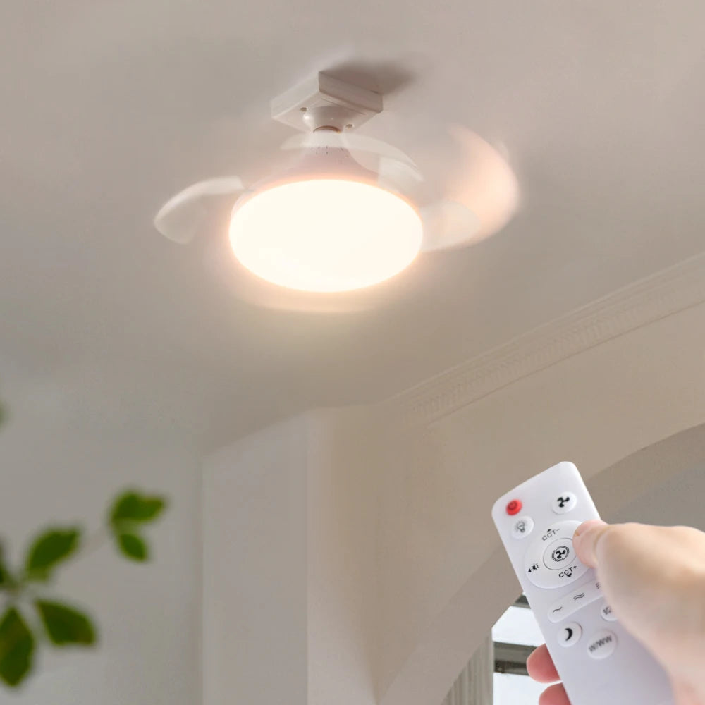 Ventilatore da soffitto LED E27 85-265V con telecomando per interni domestici Soggiorno Studio Illuminazione – foto 4
