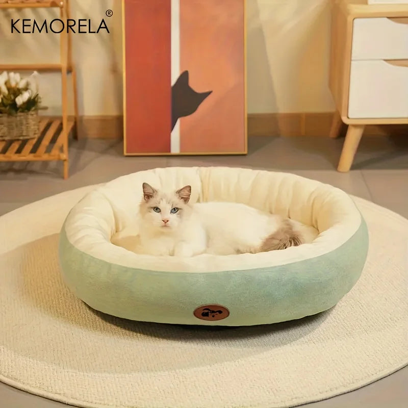 Letto ovale imbottito in peluche per gatti e cani piccoli