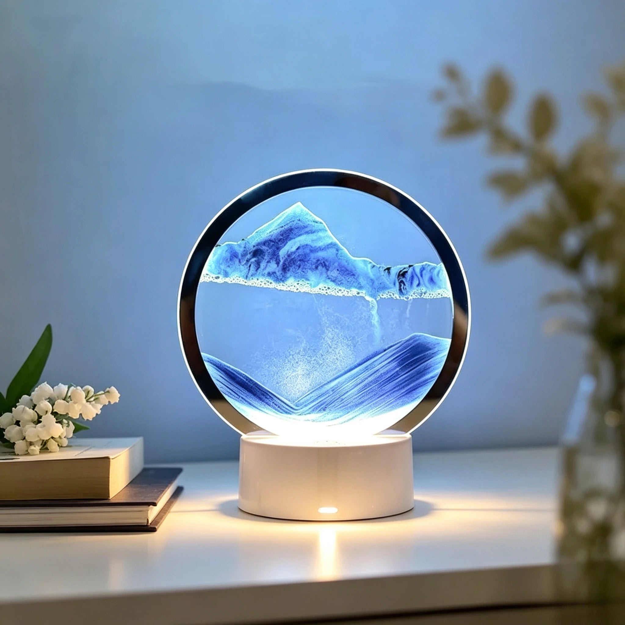 Lampada da Tavolo 3D con Sabbia Fluida e Clessidra