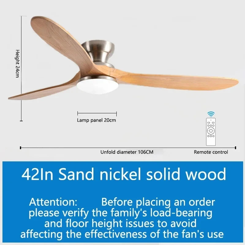 Ventilatore da Soffitto Moderno M 52 Pollici con Luce, in Legno Massello, Telecomando, Illuminazione LED per – foto 8