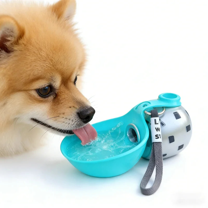 Borraccia sferica pieghevole in acciaio inox per cani – dettaglio 4