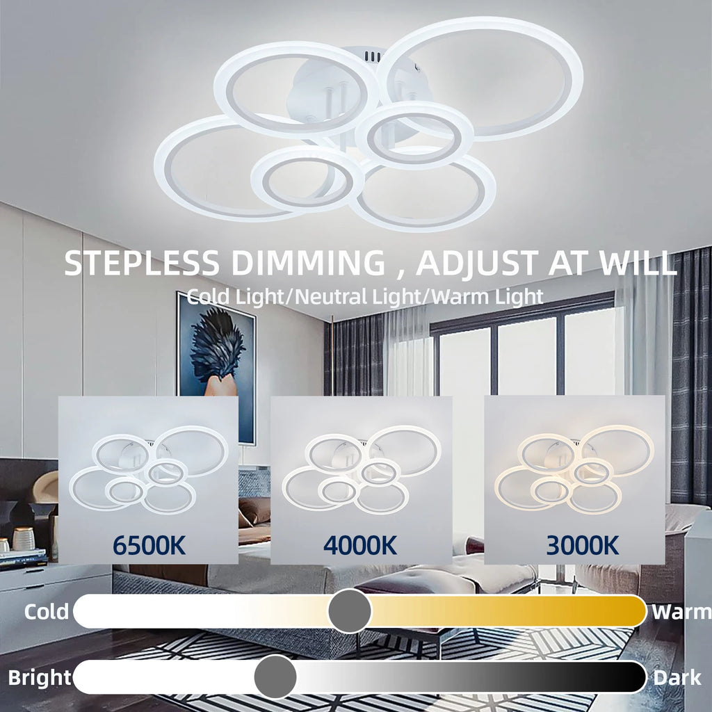 Lampadario LED ad anello a soffitto, 4 o 6 luci – dettaglio 3