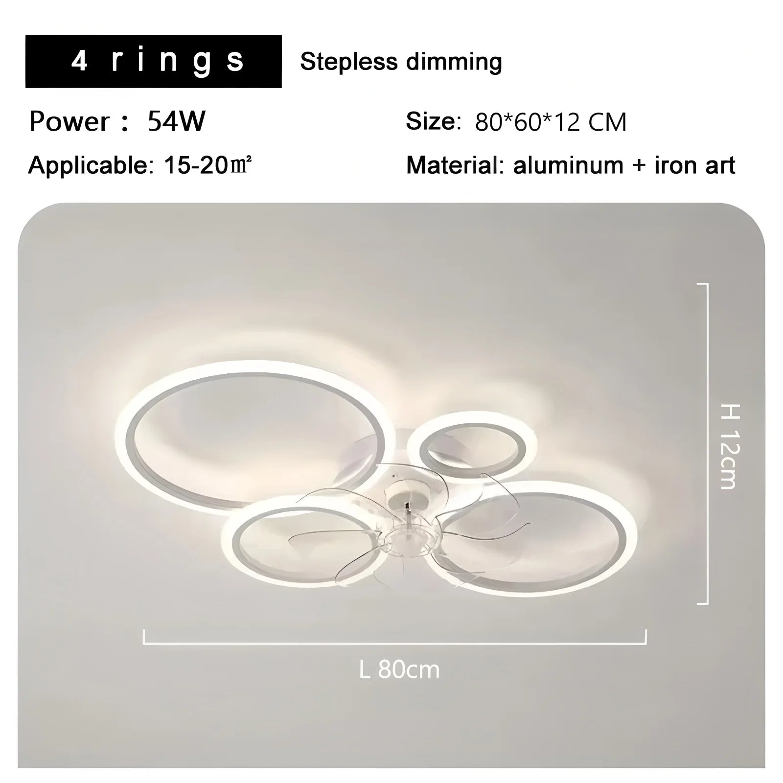 Ventilatore da Soffitto LED Moderno Silenzioso con Lampadario, Bianco, Telecomando, per Camera da Letto – foto 7
