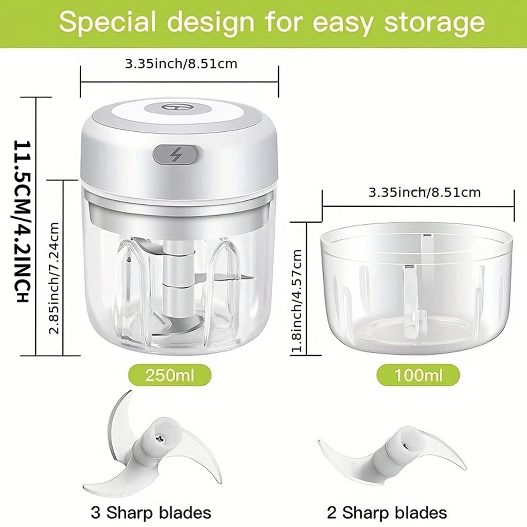 Mini tritatutto elettrico USB ricaricabile, 100 e 250 ml – dettaglio 2