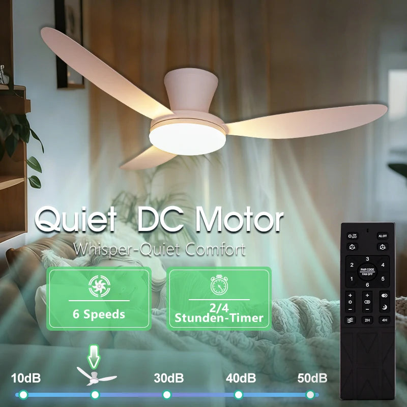 Ventilatore da soffitto a 3 o 6 pale con luce LED e timer – dettaglio 4