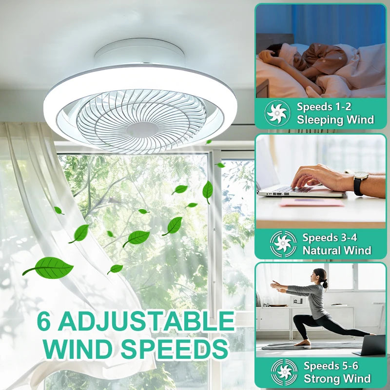 Ventilatore LED Intelligente con Luce a 360° ° Ventilatore da Soffitto Moderno a 6 Velocità con Luci – foto 5