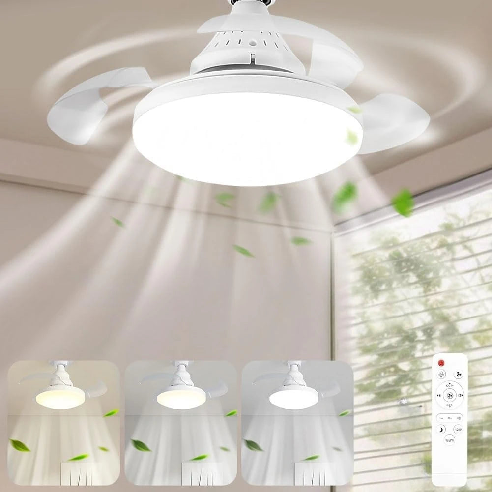 Ventilatore da soffitto a pale retrattili con luce, bianco