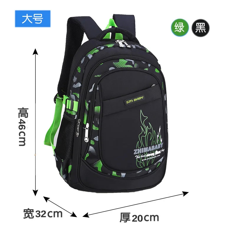 Zaino scolastico in nylon, misura grande o piccola, blu o verde – dettaglio 8