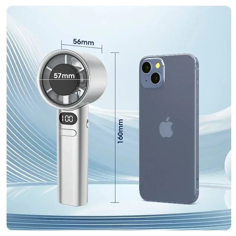 Mini Ventilatore Portatile Silenzioso con 4 Velocità Regolabili, Ventilatore con Calcolo della Velocità dell'Aria e Display di Carica, Ventilatore Portatile