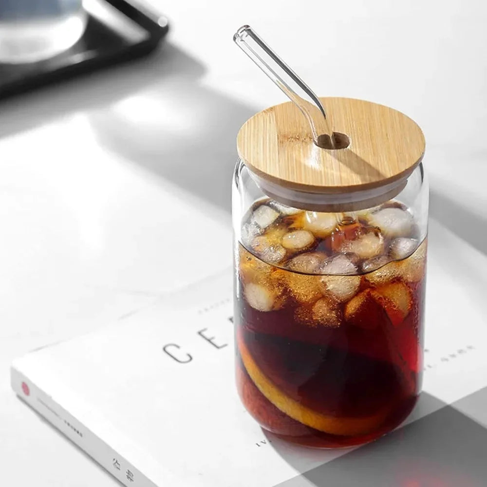 Bicchiere in vetro 350 o 550 ml con coperchio in bambù – dettaglio 5