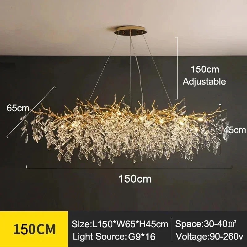 Lampadario moderno di lusso a soffitto in cristallo Lampada a sospensione a led Sala da pranzo Soggiorno – foto 9