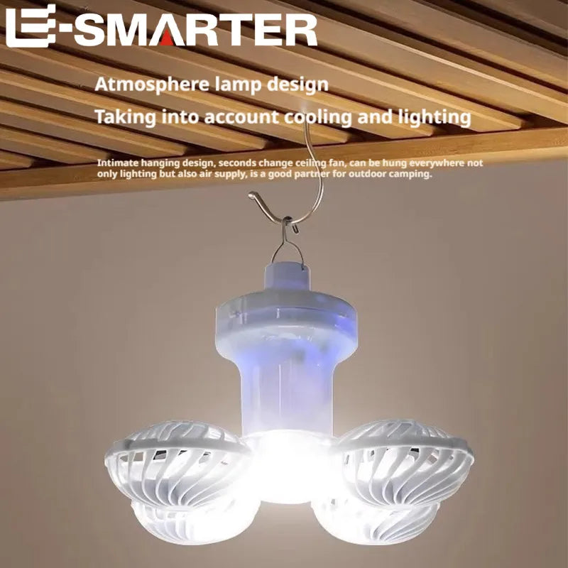 Ventilatore pieghevole da campeggio con lampada solare LED – dettaglio 2