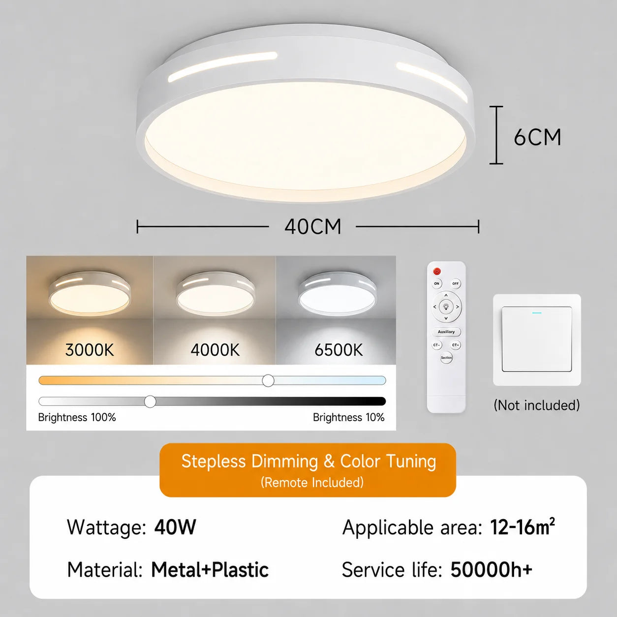 Lampada da soffitto moderna con telecomando, luce da soffitto per l'arredamento della casa, per soggiorno – foto 12