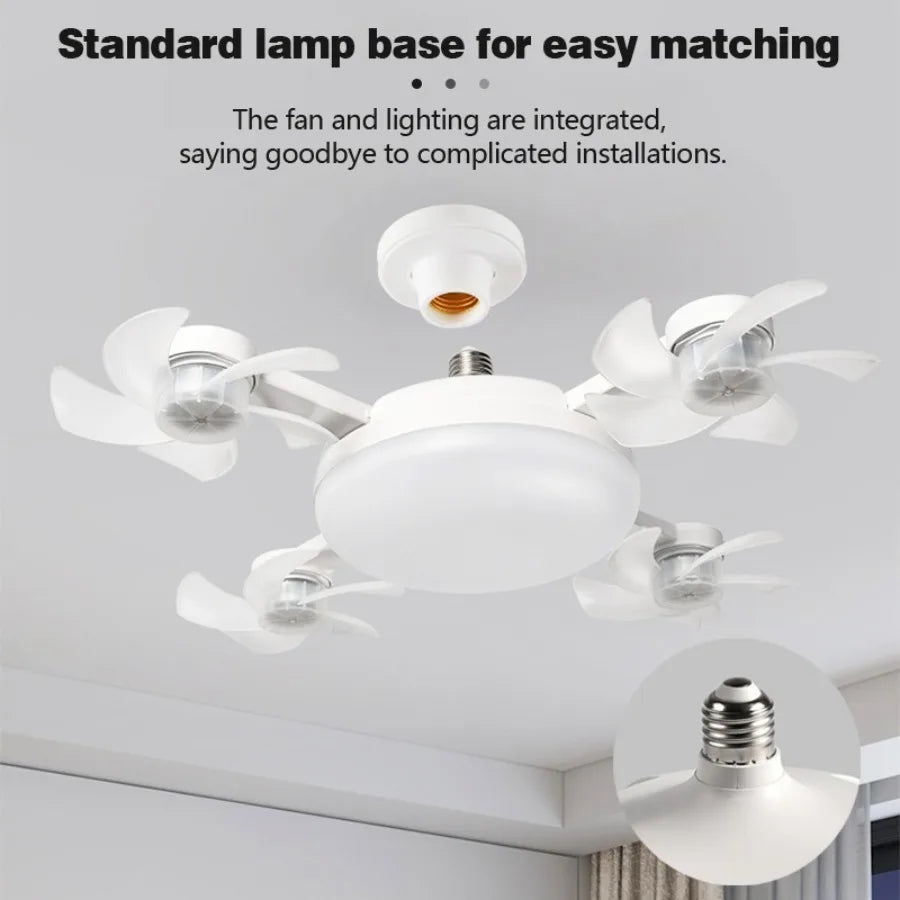 Ventilatore da soffitto moderno e creativo a LED con luce ad alta potenza eolica, telecomando silenzioso – foto 3