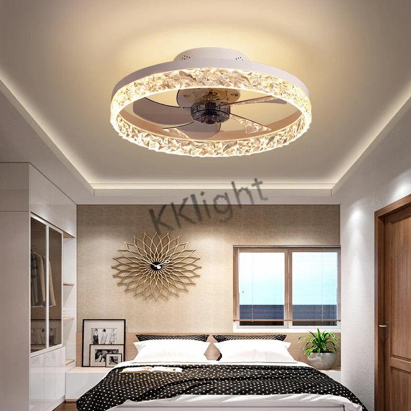 Ventilatore da soffitto moderno con telecomando regolabile velocità del vento LED dimmerabile decorazione in – foto 4