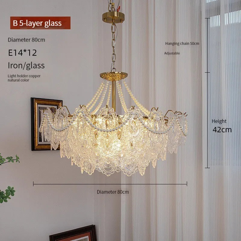Lampadario in vetro trasparente stile francese, da 40 a 60 cm – dettaglio 7