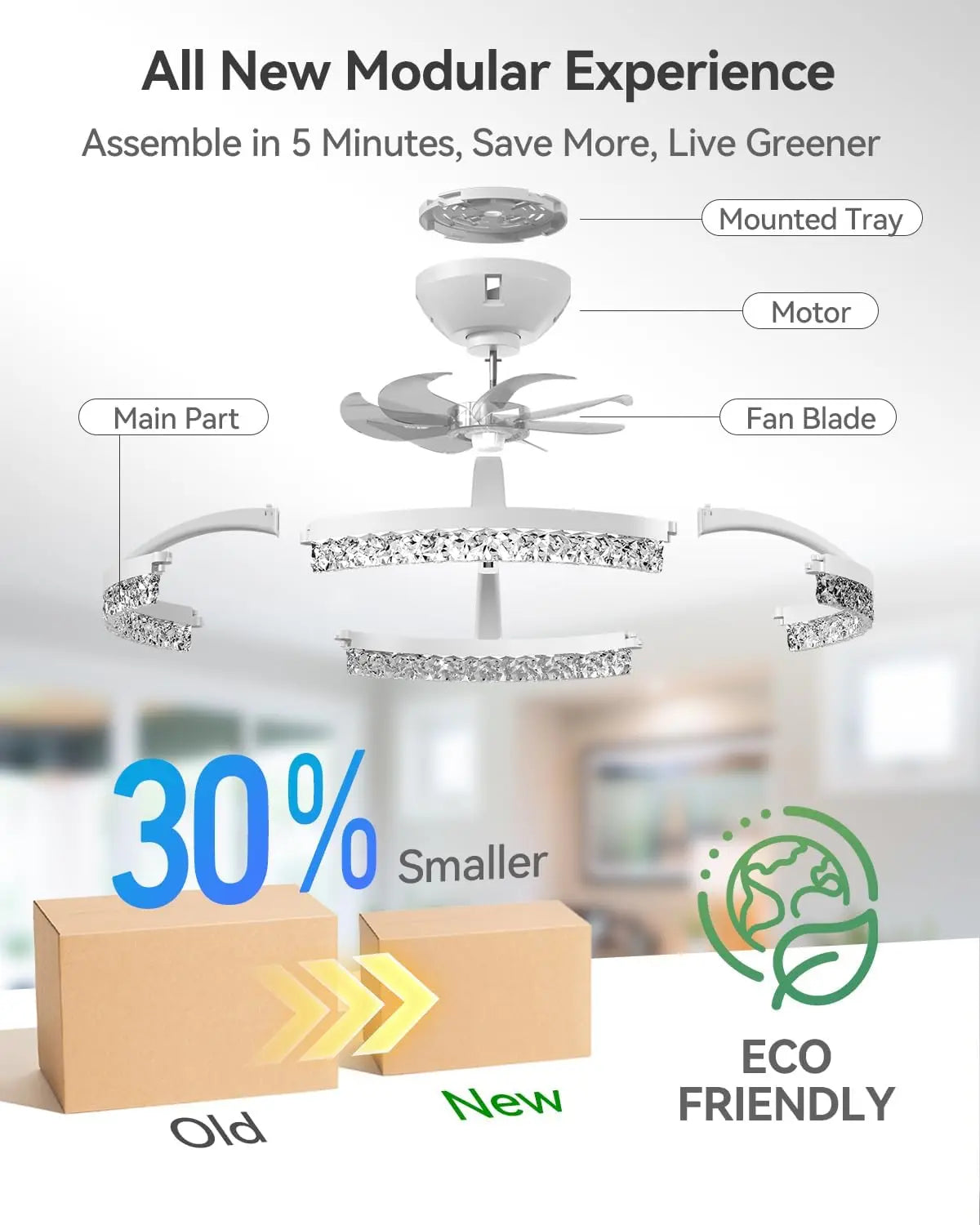 Ventilatore da soffitto basso profilo 20 pollici con luce LED – dettaglio 4