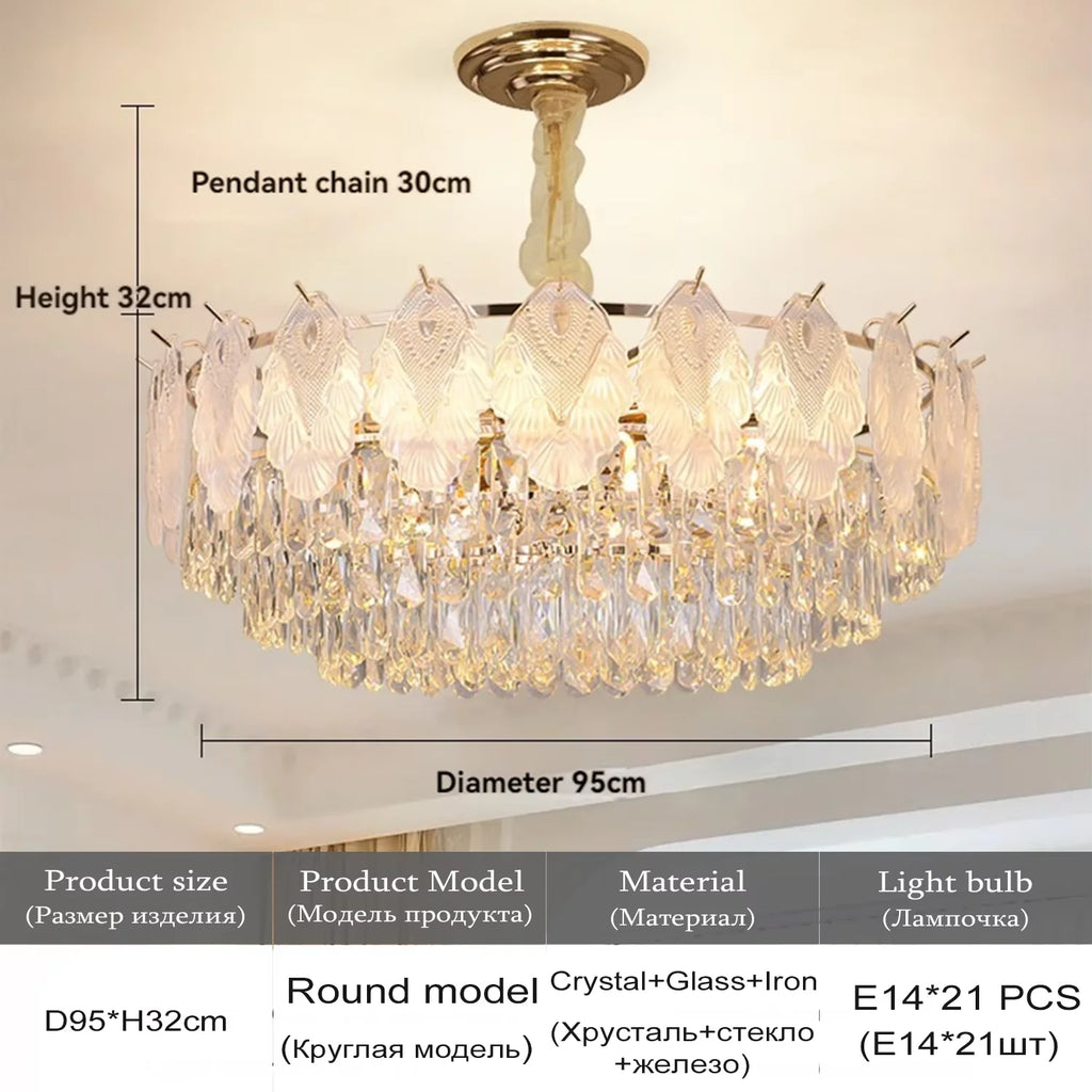 Lampadario di cristallo con copertura in vetro, D50-L80 cm – dettaglio 7