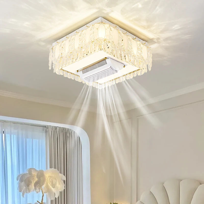 Ventilatore da soffitto in cristallo con luce LED dimmerabile – dettaglio 3