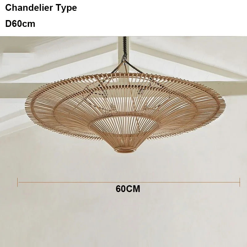 Lampadario in rattan intrecciato, da D60 a D130 cm – dettaglio 7