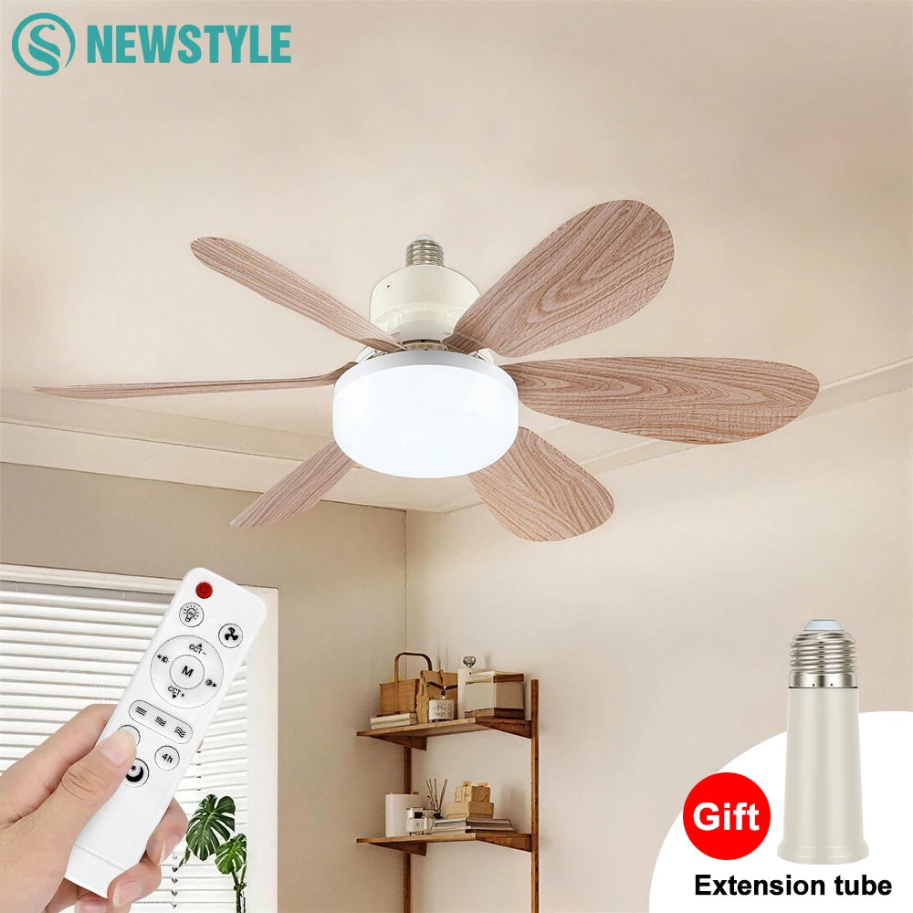E26 E27 Base per uso domestico Ventilatore da soffitto a LED Luce per ventilatore intelligente remoto senza