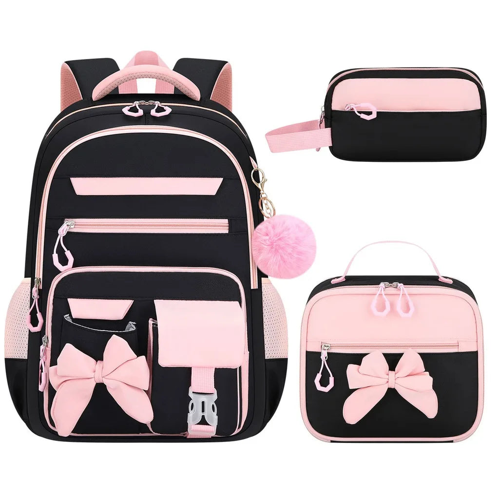 Zaino scolastico da bambina con fiocco e tasche multiple – foto 18