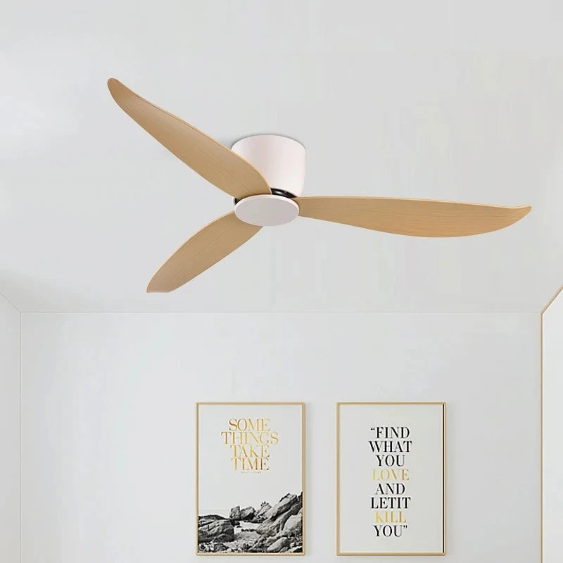 Ventilatore da soffitto moderno senza luci, motore DC, per soffitti bassi, con telecomando, ventilatore – foto 4