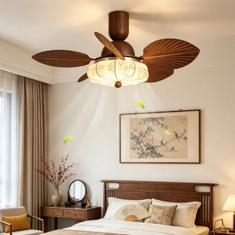 Ventilatore da soffitto in legno stile retrò con luce LED, 60W – dettaglio 1