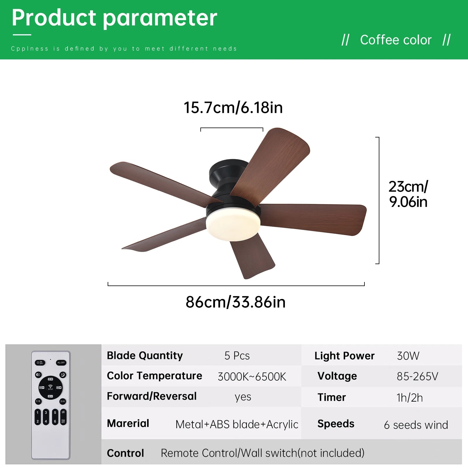 Ventilatore da soffitto moderno con luce, adatto per interni ed esterni, dimmerabile, a basso profilo, con – foto 9