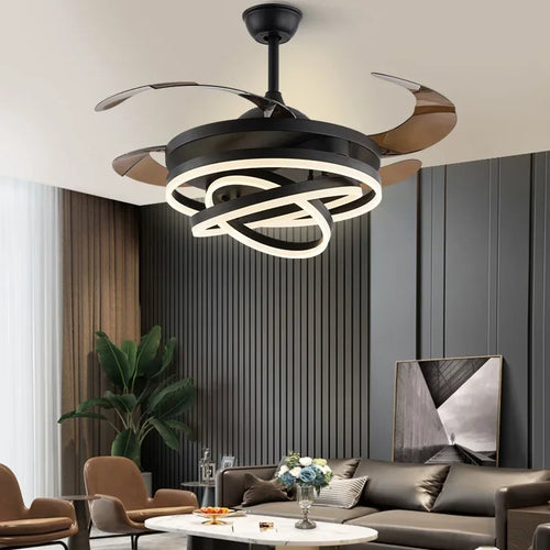 2025 Ventilatore da soffitto a LED minimalista nordico 42 pollici Pale retrattili Lampade da camera da letto – foto 2