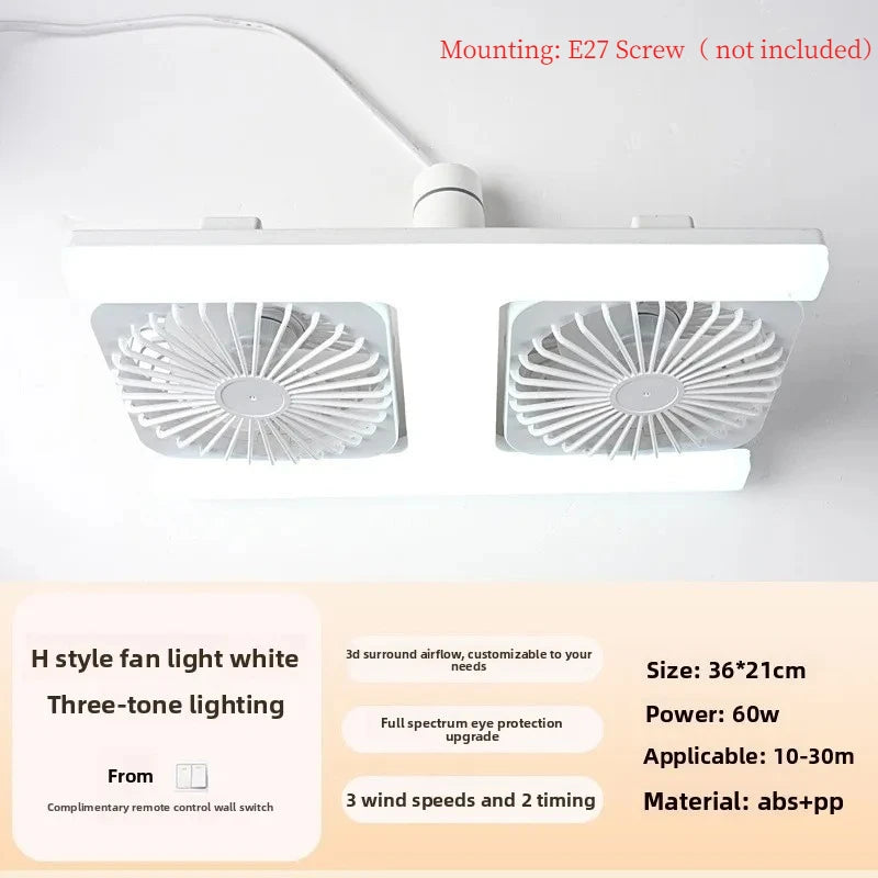 Ventilatore da soffitto 60W a doppie pale con luce e telecomando – dettaglio 6