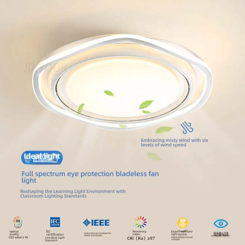 Ventilatore da soffitto moderno senza lama con lampada da soffitto rotonda senza paletta per camera da letto – foto 2