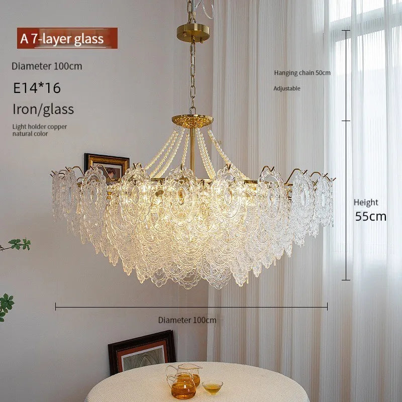 Lampadario in vetro trasparente stile francese, da 40 a 60 cm – dettaglio 8