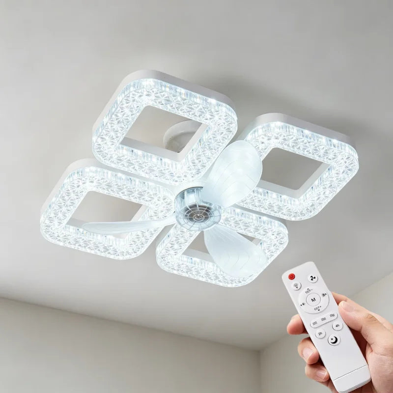 Ventilatore da Soffitto con Luce, Base E27, Telecomando, Temperatura Colore 3000K-6500K, Dimmerabile a – foto 7