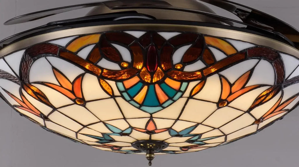 Ventilatore da soffitto invisibile 42 pollici con lampada Tiffany – dettaglio 3
