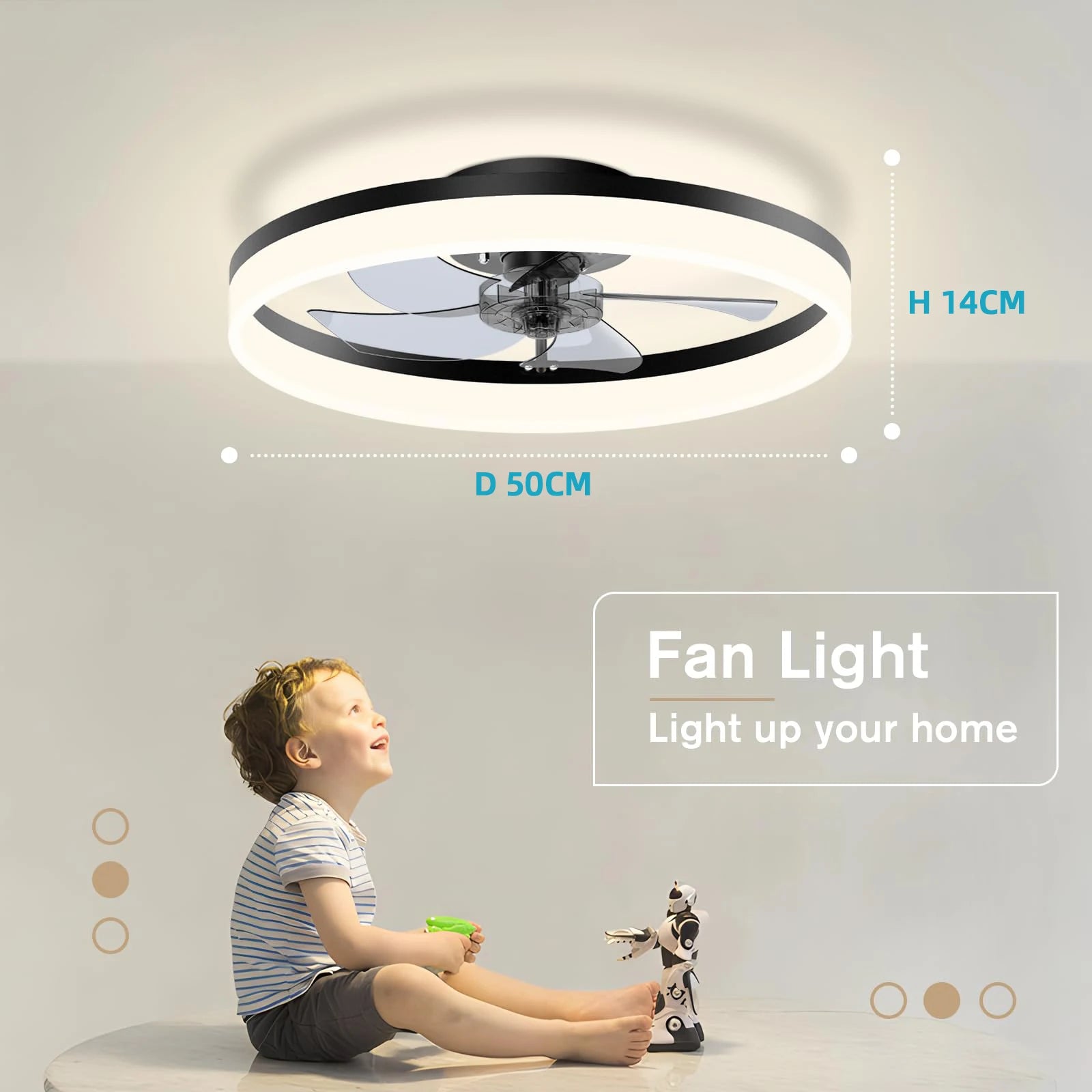 Ventilatore da soffitto con luce moderna dimmerabile telecomando ventilatori da soffitto soggiorno AC – foto 4