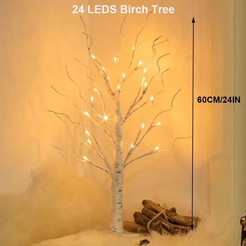 Albero di betulla luminoso a 24 o 144 LED, bianco caldo – dettaglio 5