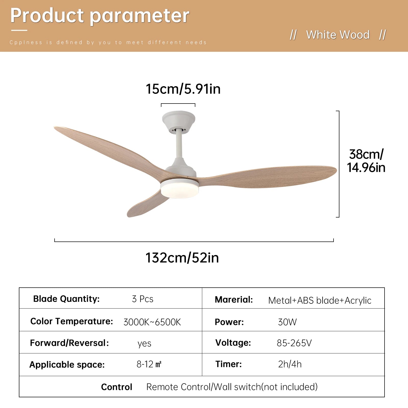 Ventilatore da soffitto con luce, ventilatore da soffitto a basso profilo da 25 pollici/42 pollici/52 pollici – foto 11