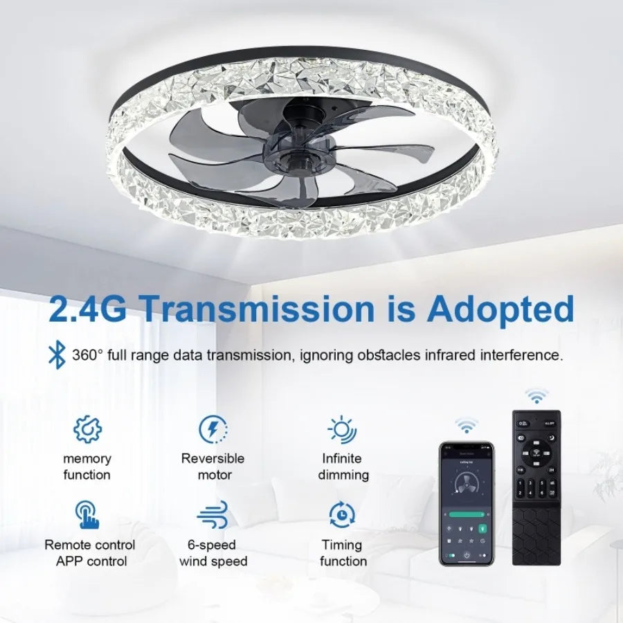 Ventilatore da soffitto moderno con luce, telecomando, dimmerabile, 6 velocità, motore DC, silenzioso – foto 3