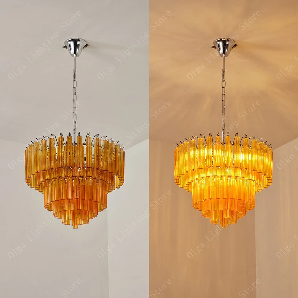 Lampada a sospensione in vetro ambrato, altezza regolabile – dettaglio 5