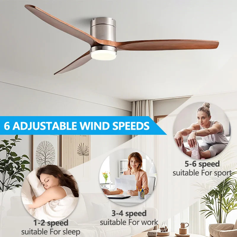 Ventilatore da Soffitto a Basso Profilo 42/52/60 Pollici con Luce LED 3 Colori Dimmerabile 20W Telecomando – foto 3