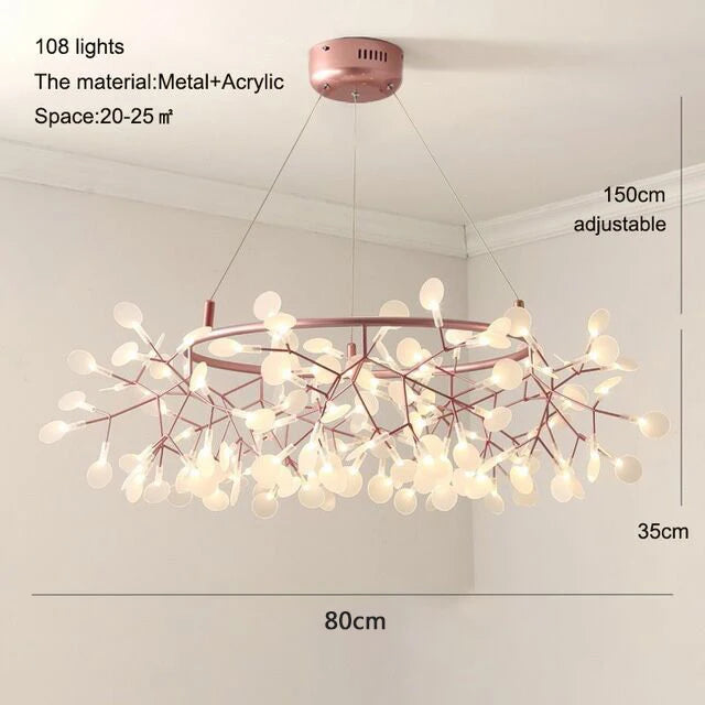 Lampadario a rami stile firefly, da 50 a 100 cm, 4 finiture – dettaglio 10