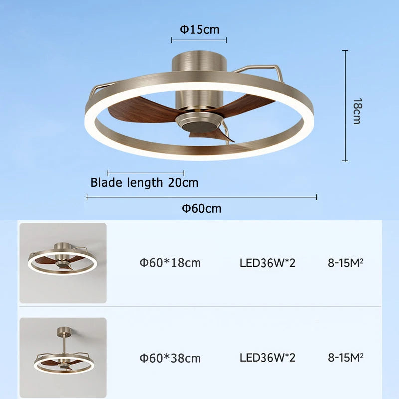 Ventilatore da soffitto da 20 pollici con luce LED, montaggio a incasso, motore DC, 6 velocità, telecomando – foto 5