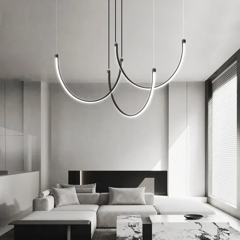 Lampadario a striscia curva a U, 63 o 78 W, luce calda – dettaglio 1