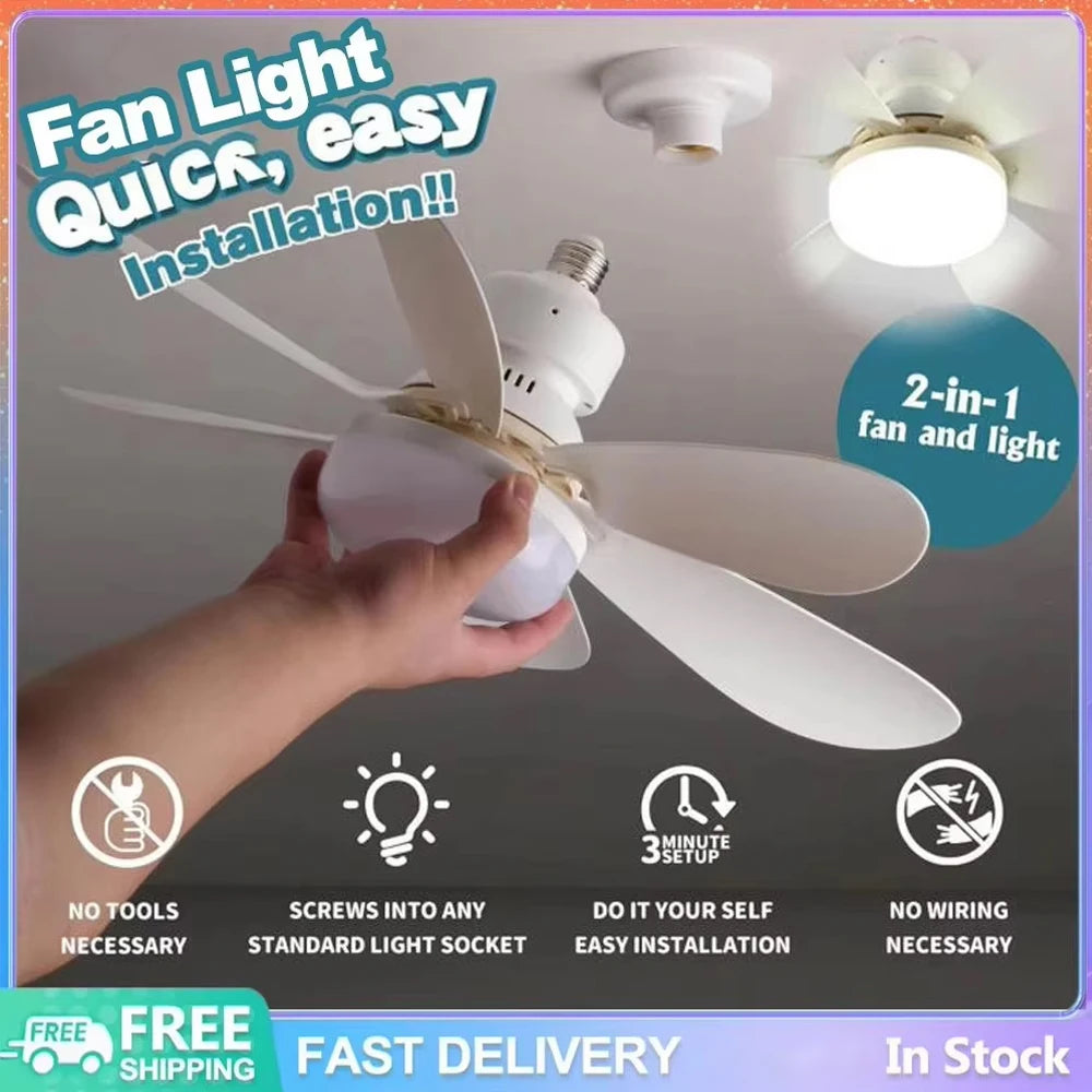 Ventilatore da soffitto E27 con luce dimmerabile e telecomando